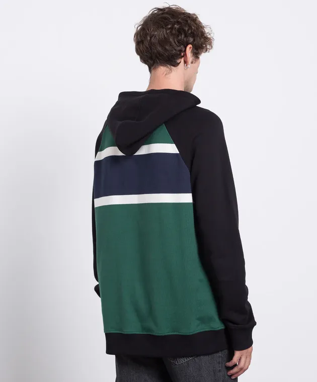 Balmain Felpa verde con cappuccio con logo in rilievo BH1JT180MD08