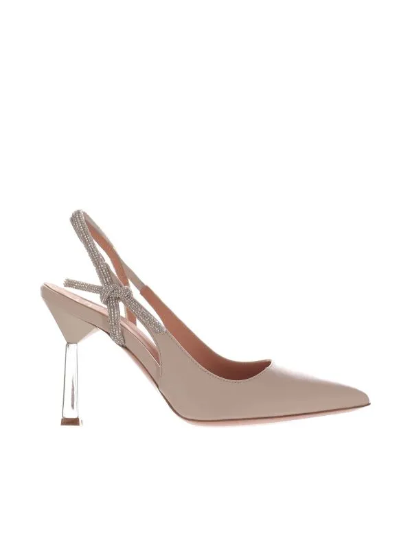 Décolleté slingback in nappa con strass