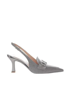 Décolleté slingback in raffia e glitter