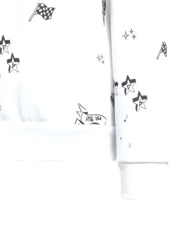 Felpa Bambina Brand Love Allover Print Crew