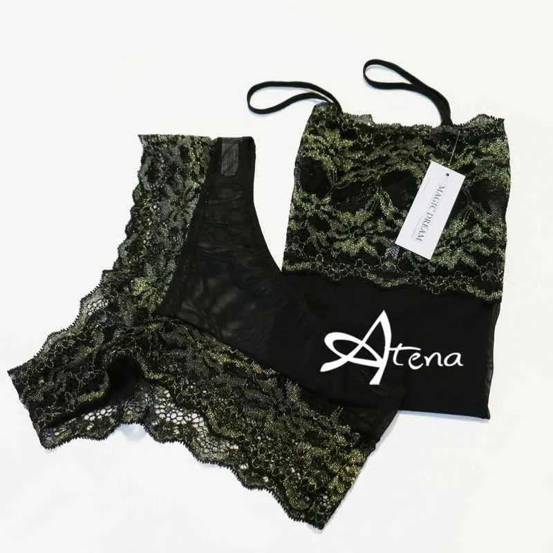  Intimo MAGIC DREAM Canottiera + slip brasiliana con pizzo lurex oro 8054 MagicDream