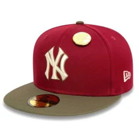 New Era MLB Contrast Pin 59Fifty New York Yankees Car - Cappello con Visiera Rosso    