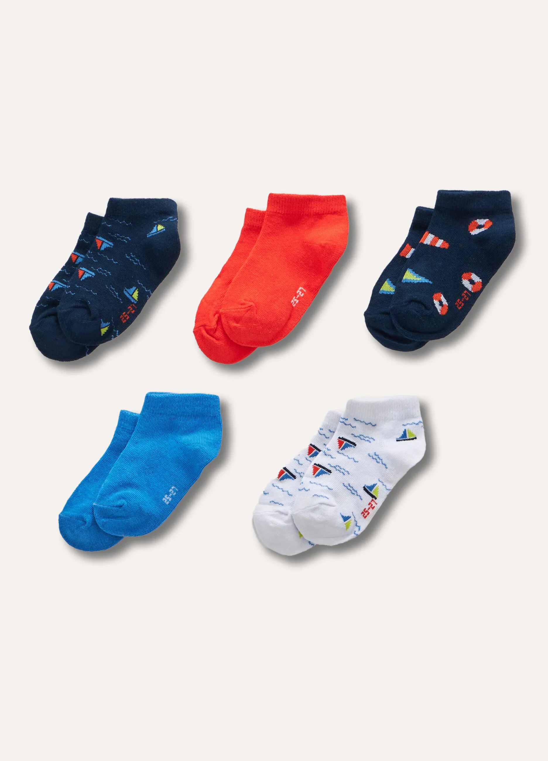 Pack 5 calze jacquard in cotone stretch