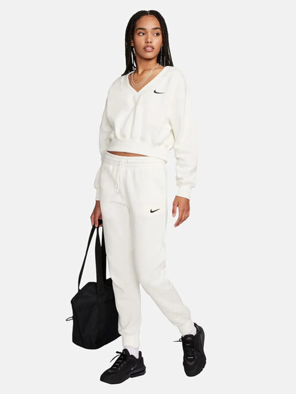 Pantalone Nike panna in felpa basic con logo piccolo Phonix