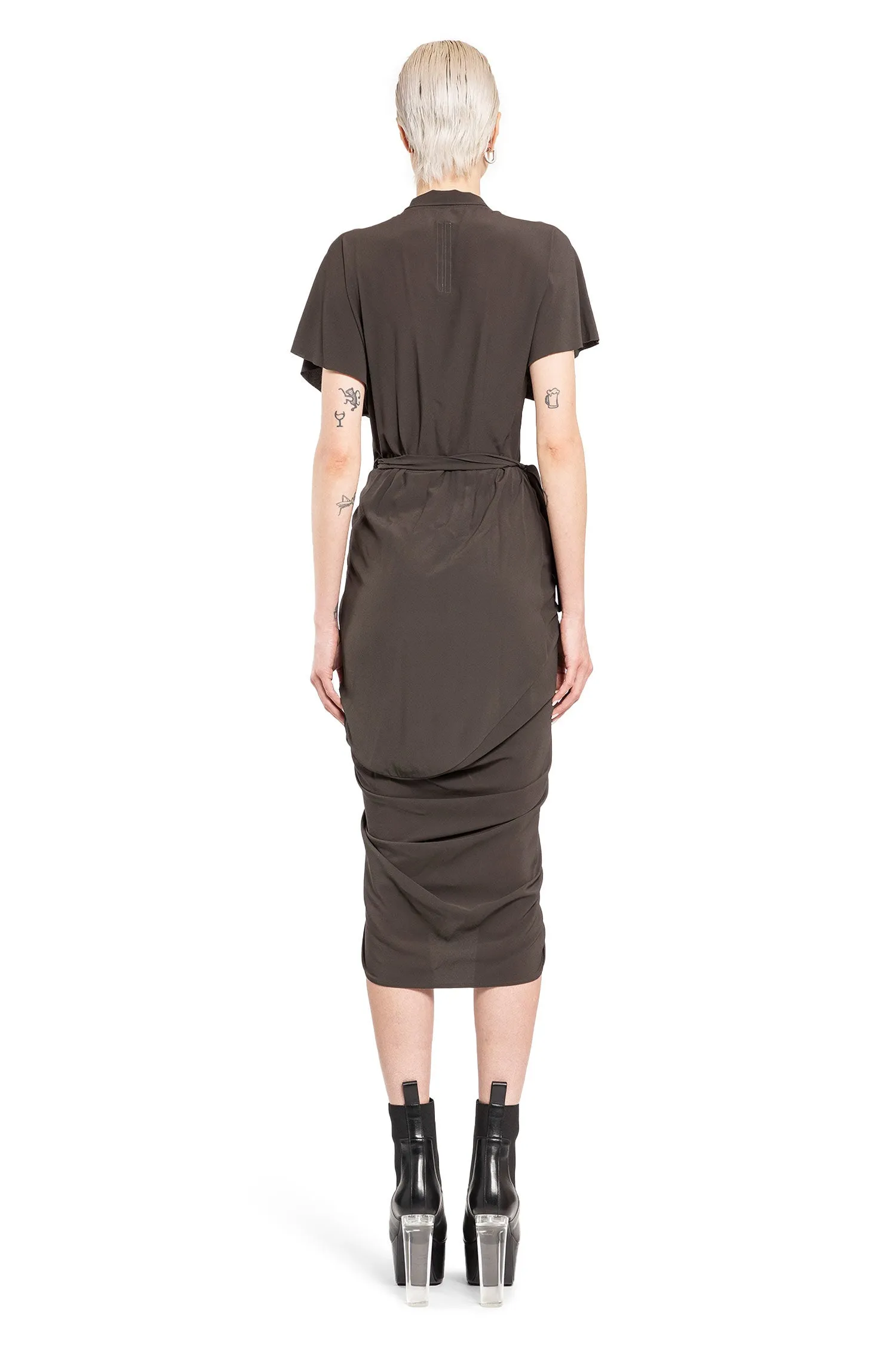 rick owens  porterville wrap dress in cocoon crêpe 