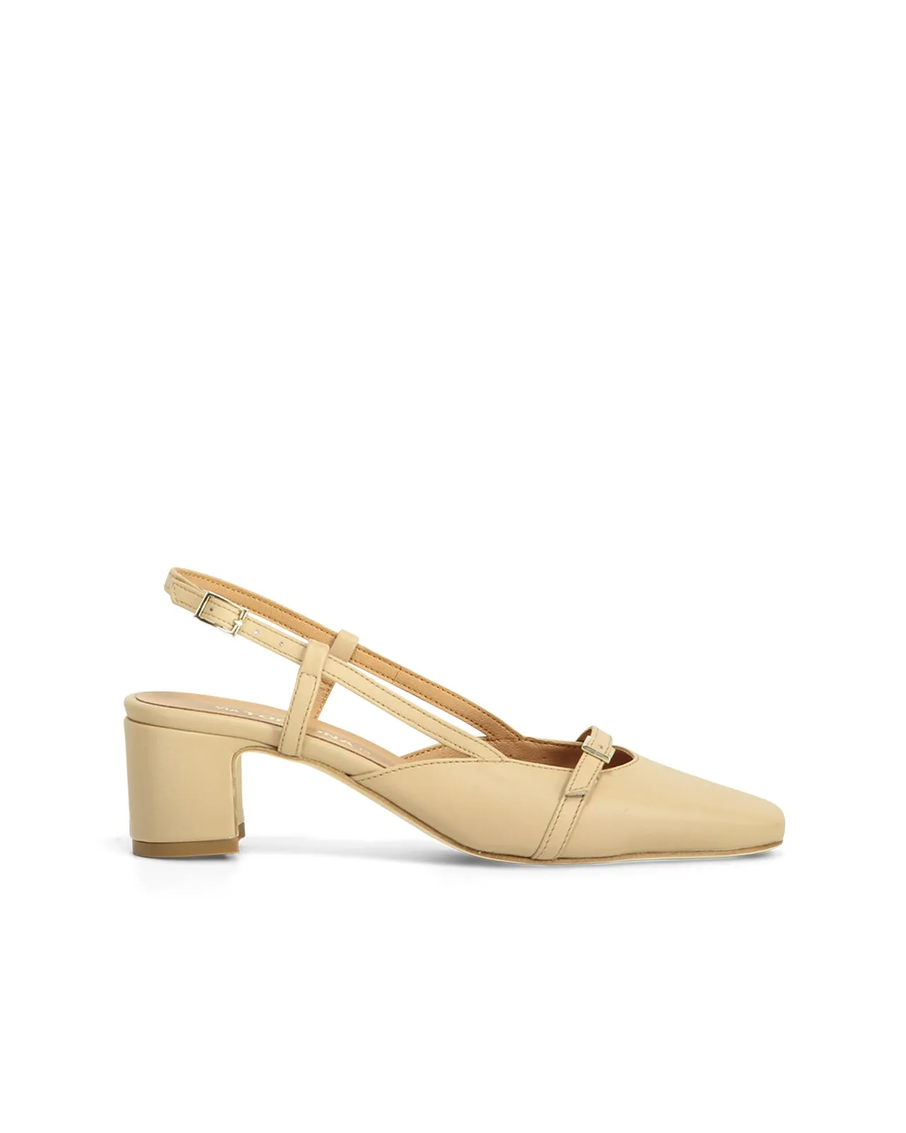 Slingback punta quadra nappa cappuccino