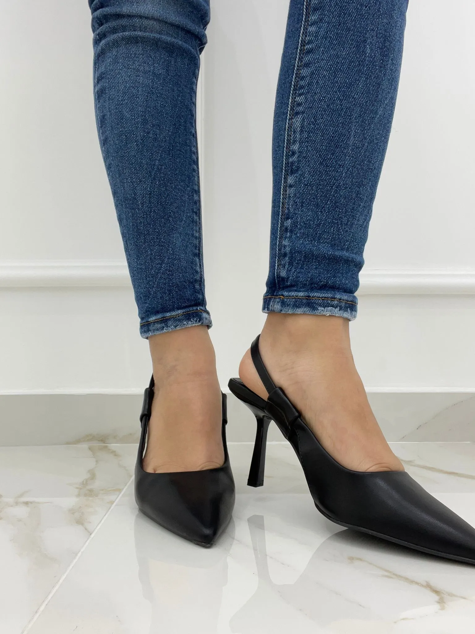 Slingback tinta unita eco pelle
