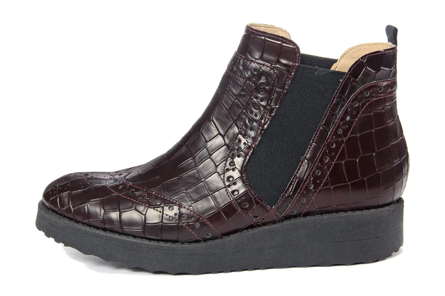 Stivaletto chelsea Donna in Pelle Bordeaux