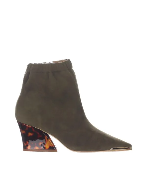 Stivaletto in camoscio con tacco tartarugato