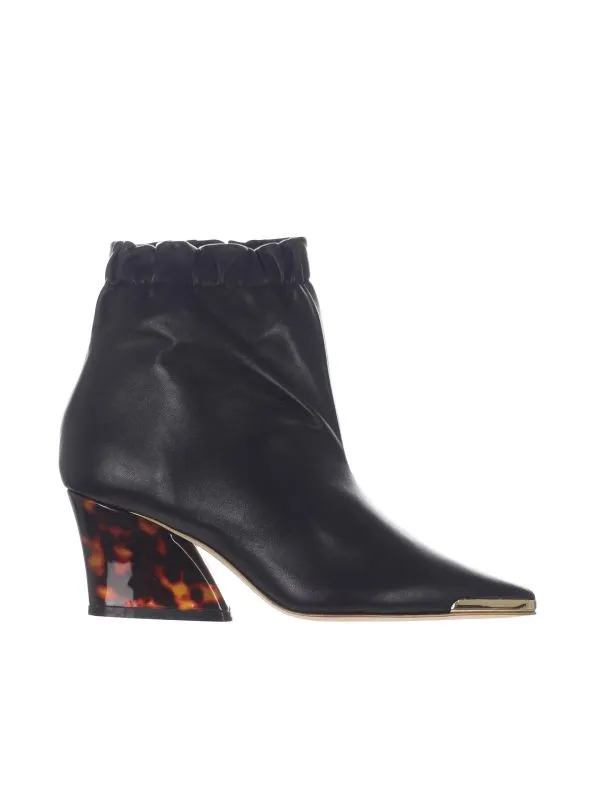 Stivaletto in pelle con tacco tartarugato